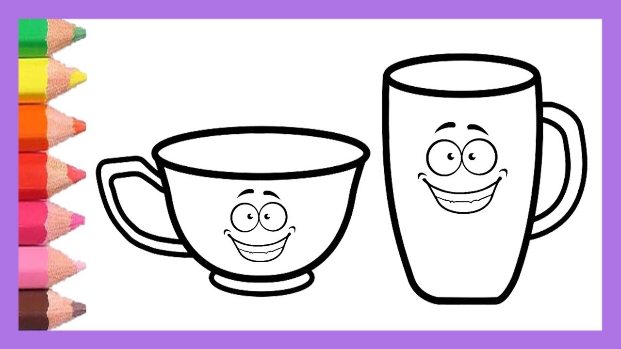 Drawing book kids art time crying cup mug household items coloring pages æè æ äº