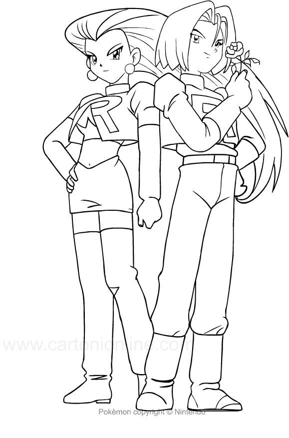 Drawing team rocket of the pokemon coloring page