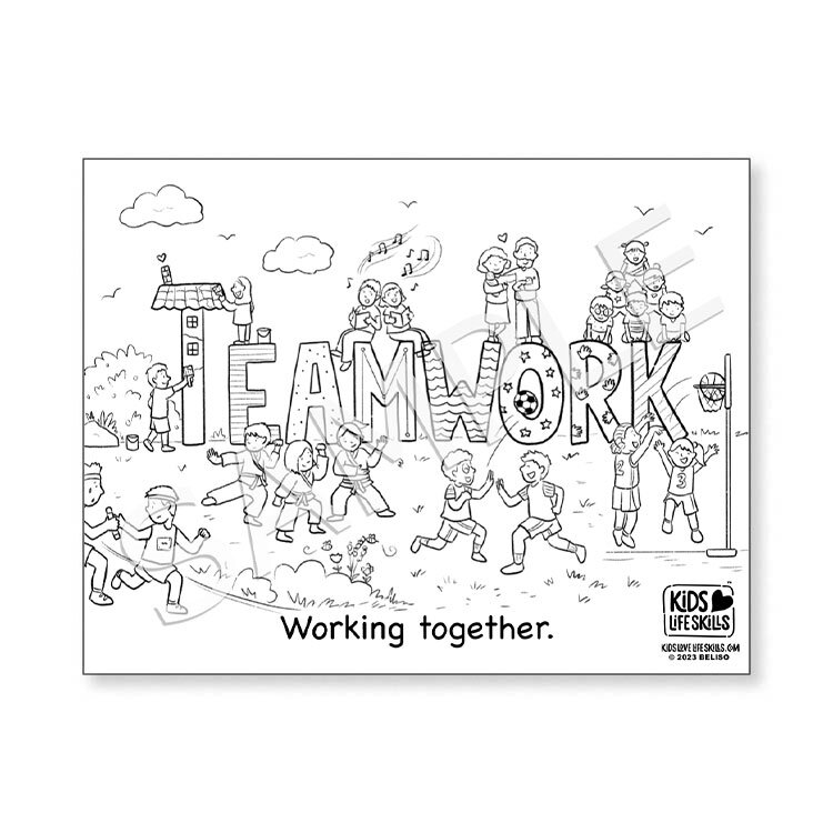 Teamwork life skills coloring sheet â kids love life skills