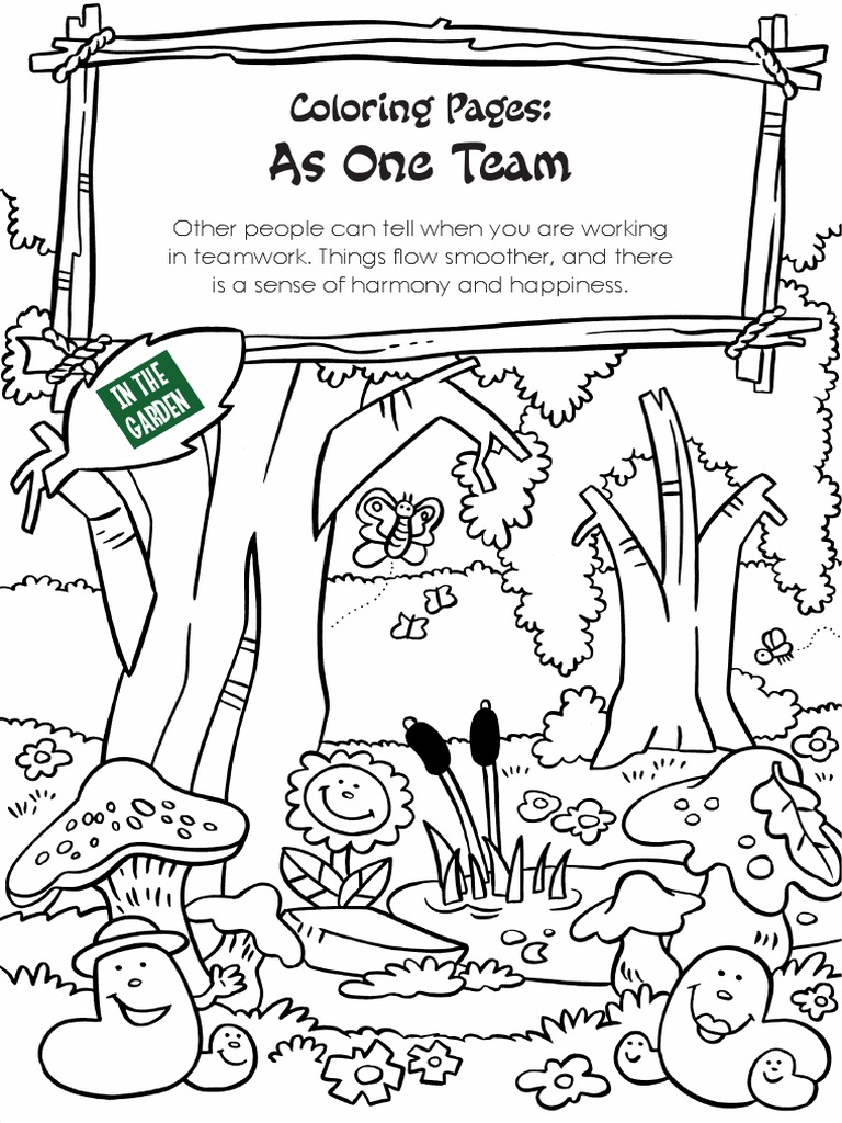 Coloring pages in the garden as one team pdf