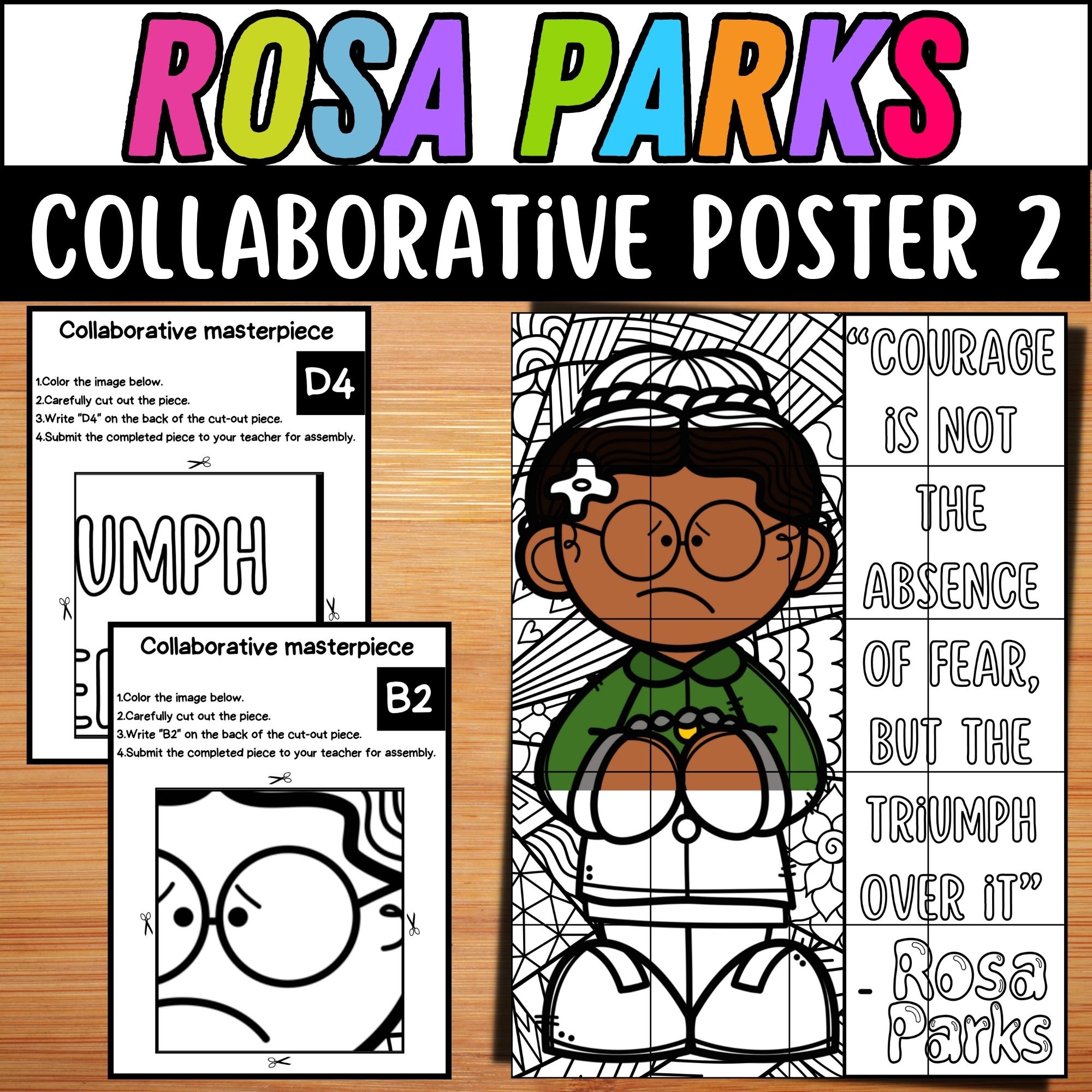 Rosa parks collaborative art poster black history month teamwork coloring pages made by teachers