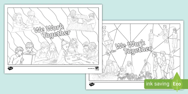 We work together colouring sheet teacher made