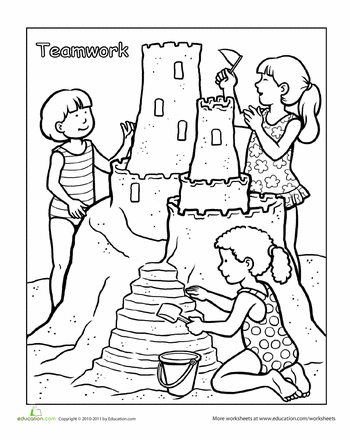 Words to live by teamwork worksheet education summer coloring pages summer coloring sheets coloring pages