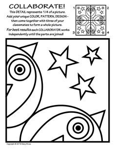 Radial symmetry collaborative activity coloring pages art lessons elementary collaborative art projects collaborative art