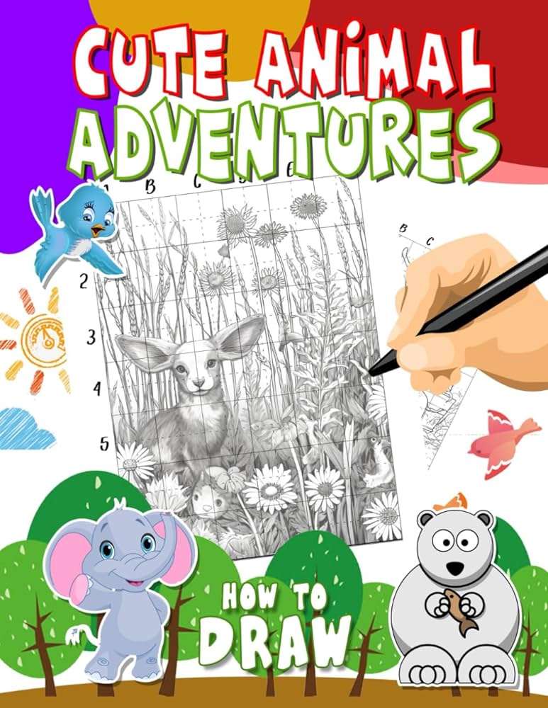 How to draw cute animal adventures fun coloring book for kids