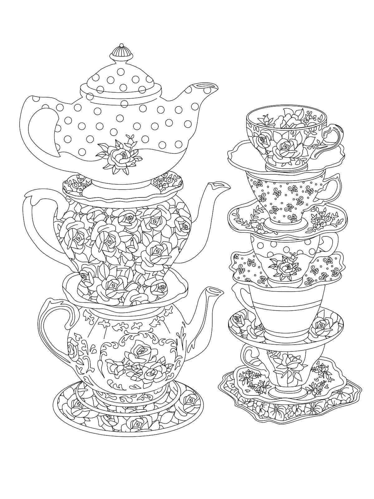 Teapot coloring pages for adults