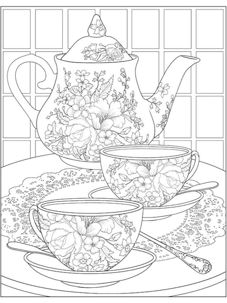 Teapot coloring pages for adults