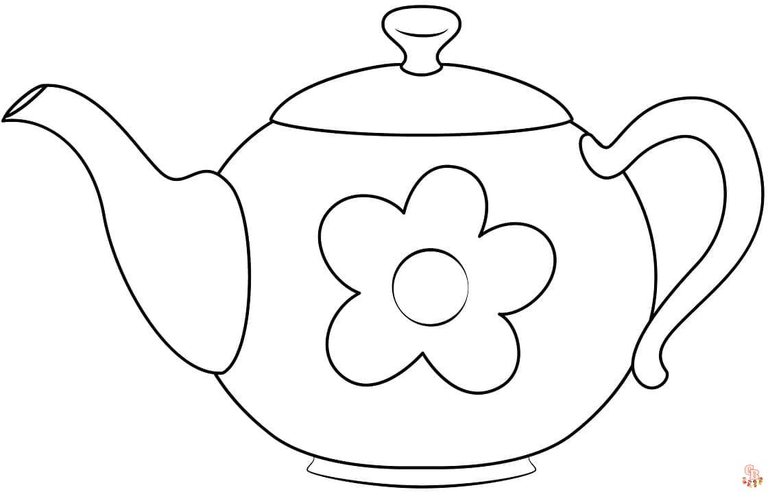 Enjoy coloring cute teapot coloring pages