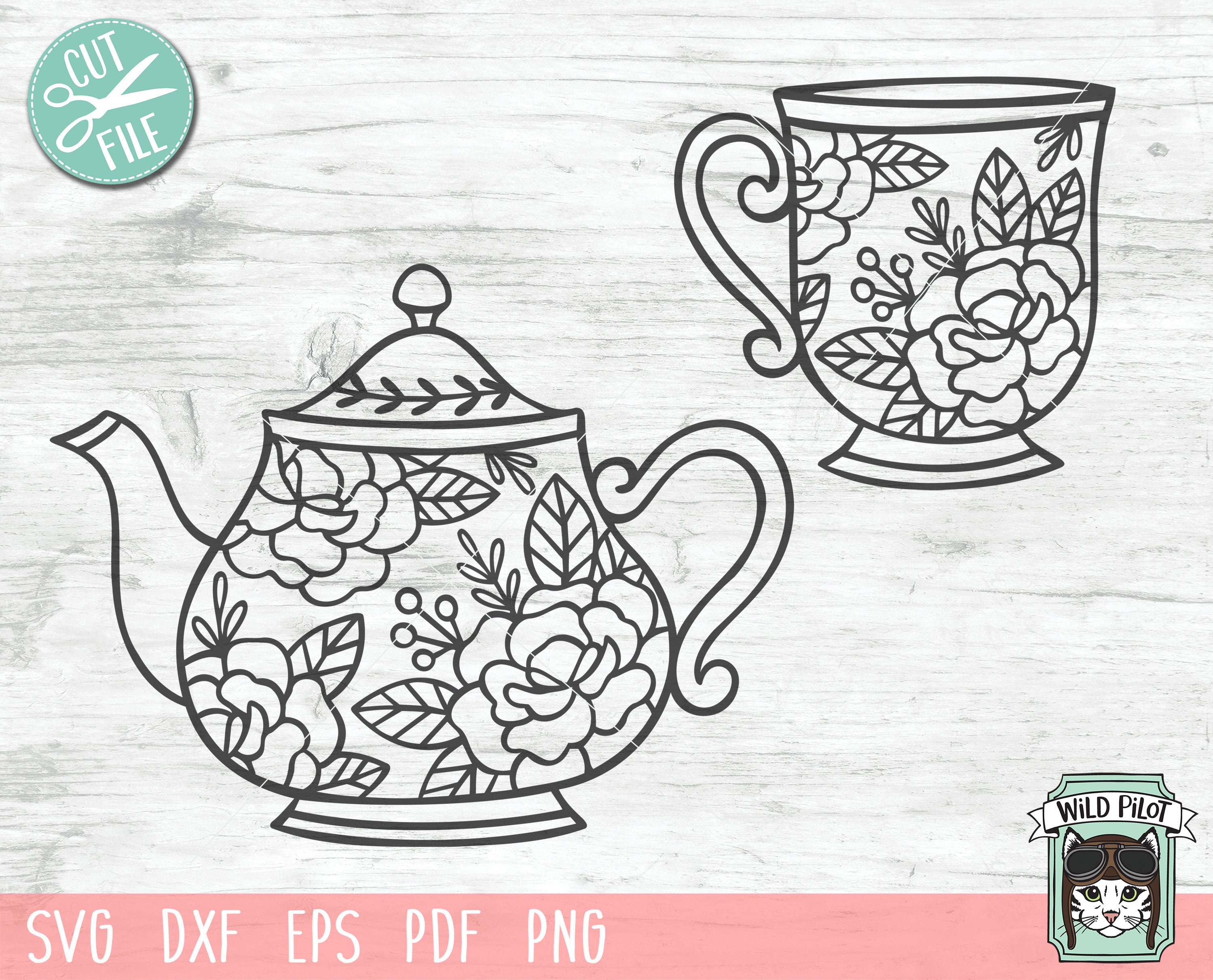 Teapot svg teacup svg tea pot flowers svg tea cup flowers tea svg file teapot floral svg tea cup floral coffee cup tea cup cut file