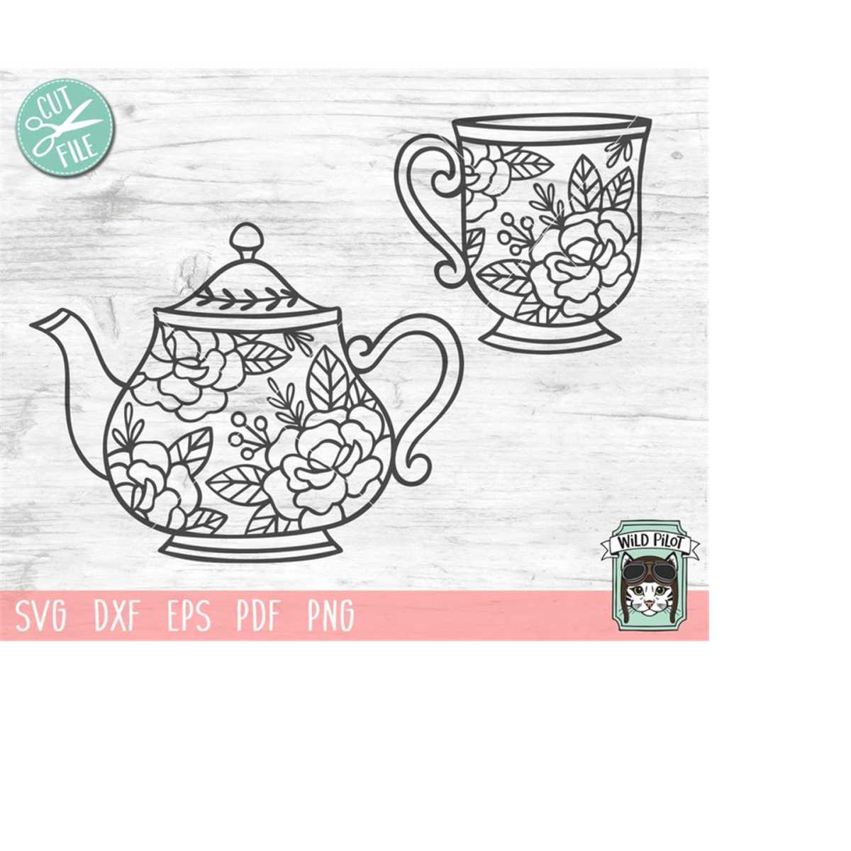 Teapot svg teacup svg tea pot flowers svg tea cup flowers