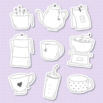 Tea pot set coloring page images