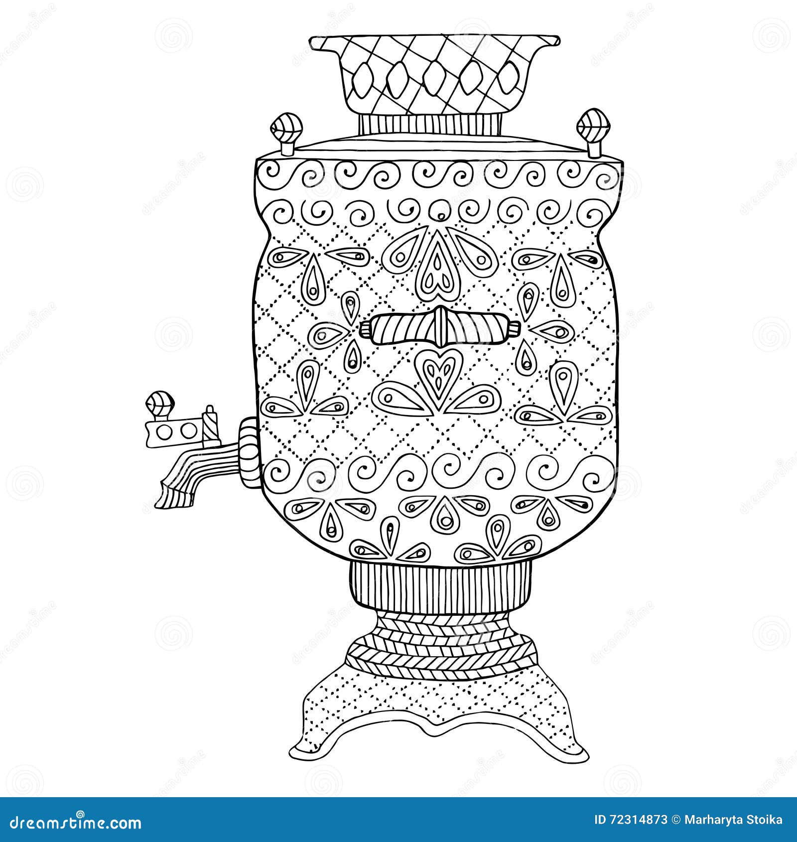 Samovar vector teapot zen tangle and zen doodle samovar coloring stock vector