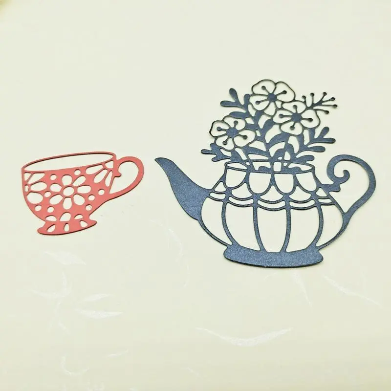 Teapot and tea cups metal cutting dies stencil diy scrapbook album paper card