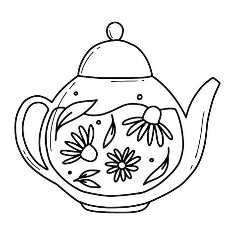 Coloring picture of a teapot