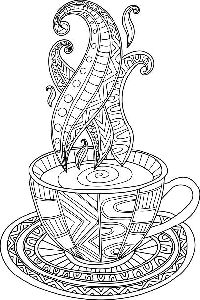 Adult coloring page food stock illustrations royalty