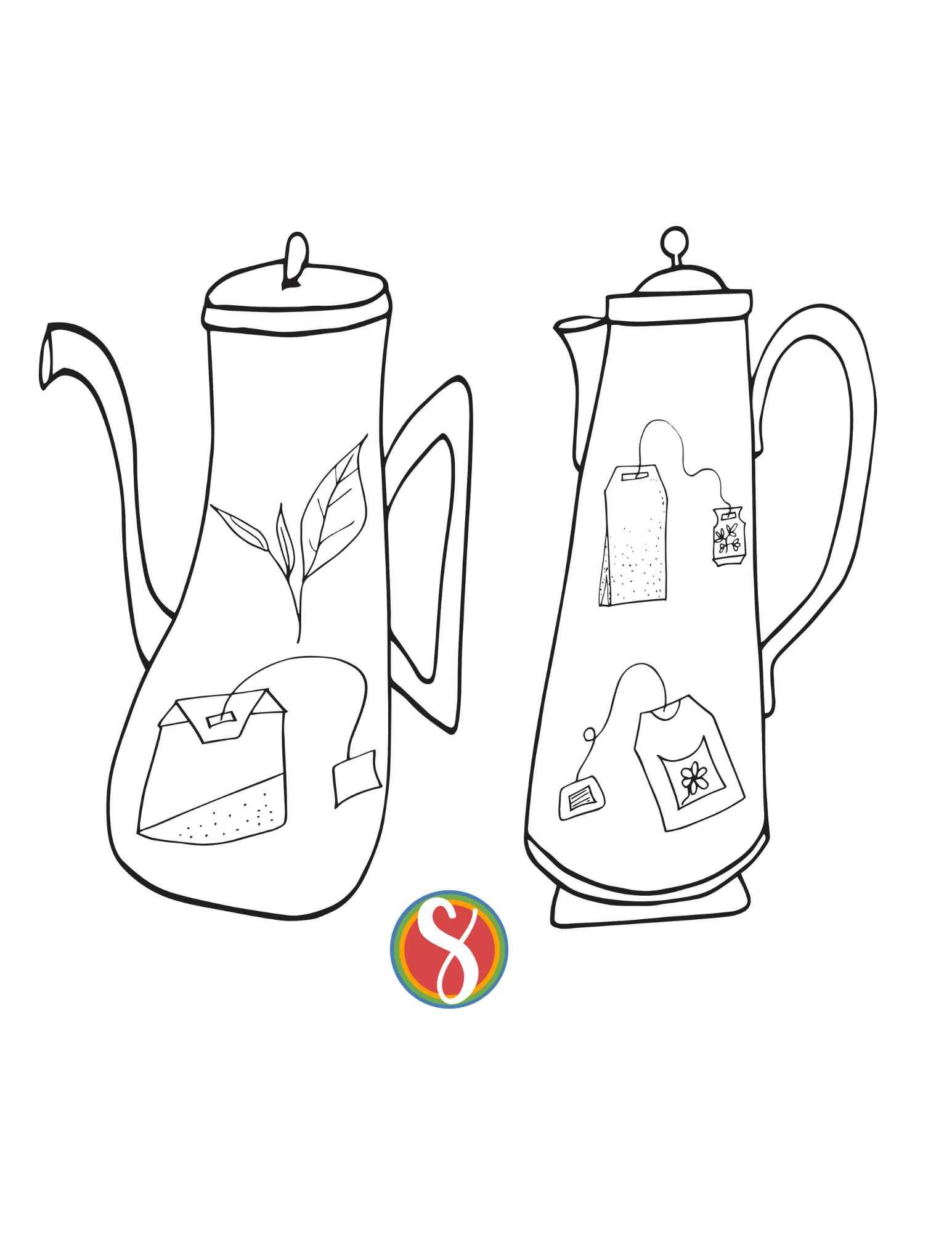 Free teapot coloring pages â stevie doodles