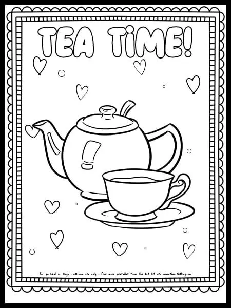Teapot and mug coloring page free printable â the art kit