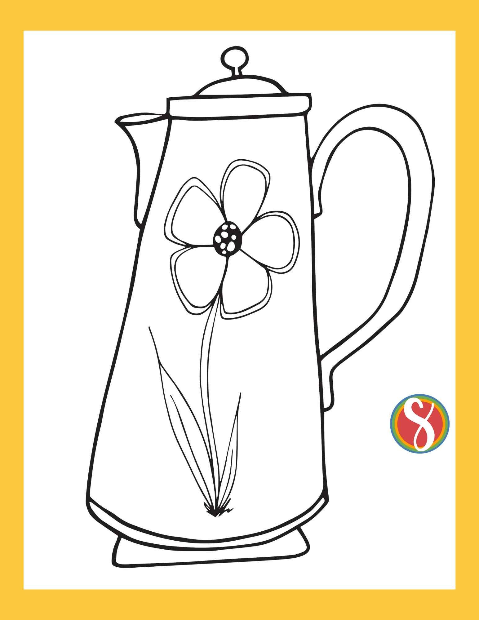 Free teapot coloring pages â stevie doodles