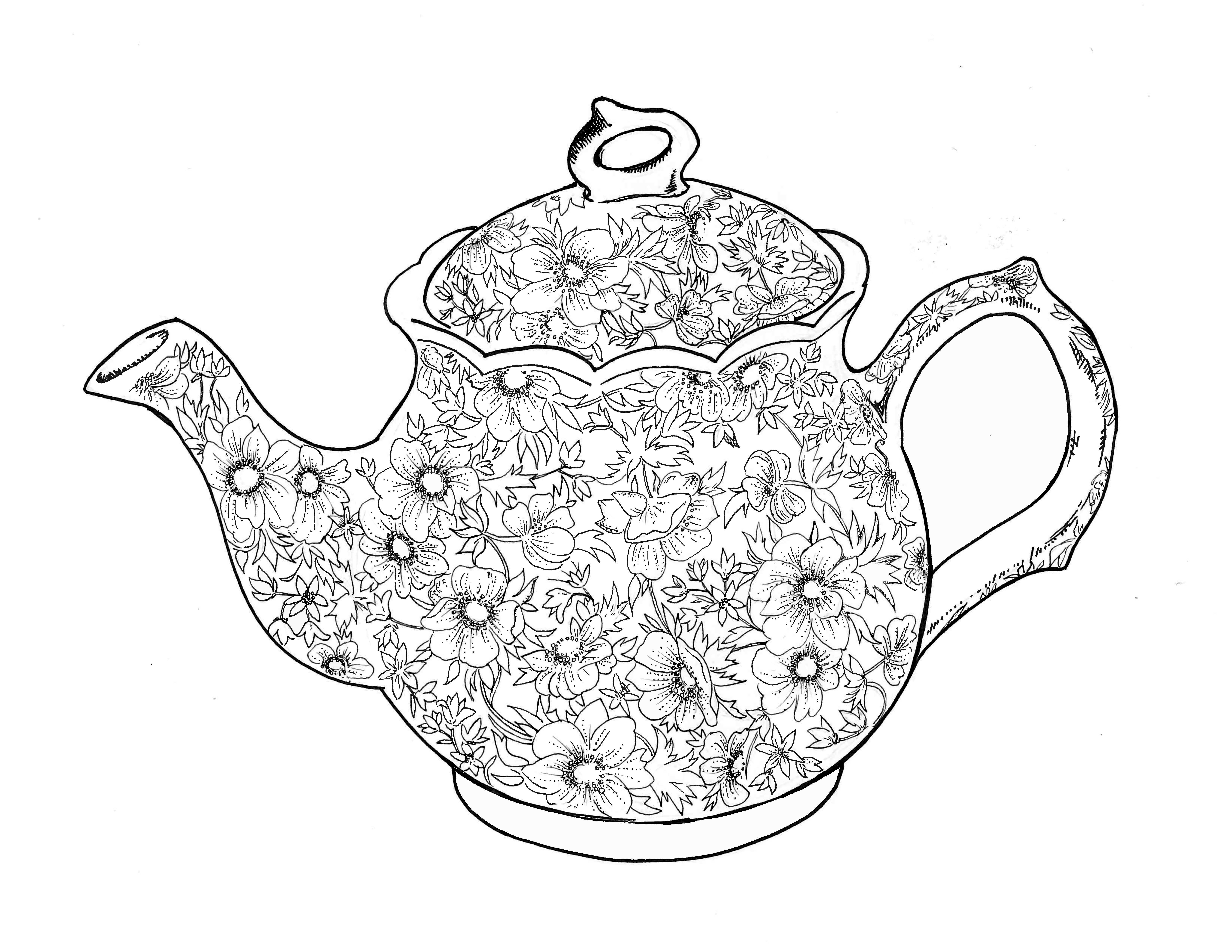 Tea pots coloring pages to print coloring pages