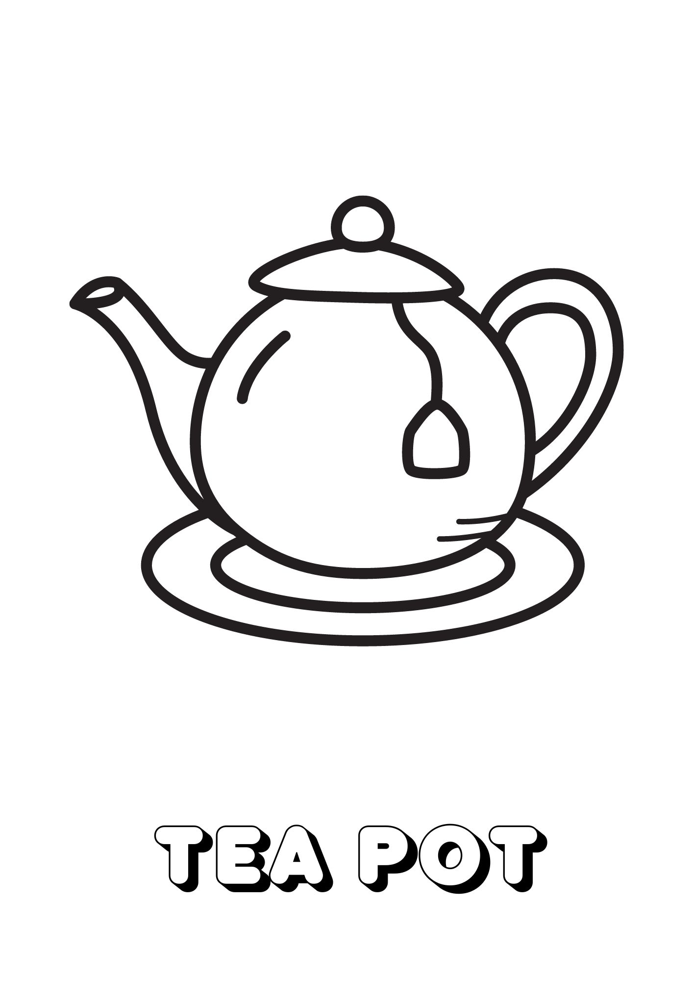 Cute tea party colouring pages free printable