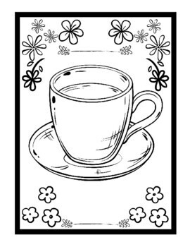 Tea time coloring pages traditional mug teapot coloring printable pages pdf