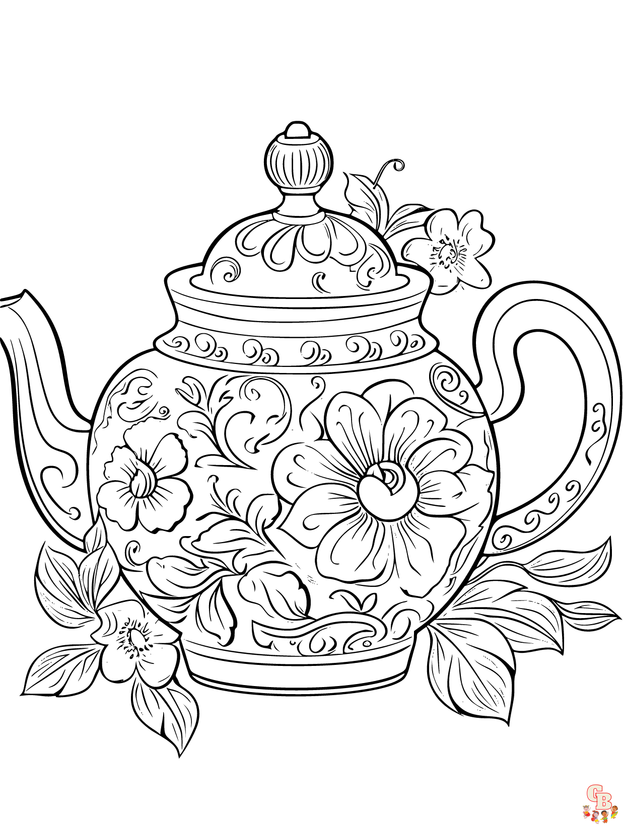 Printable teapot coloring pages free for kids and adults