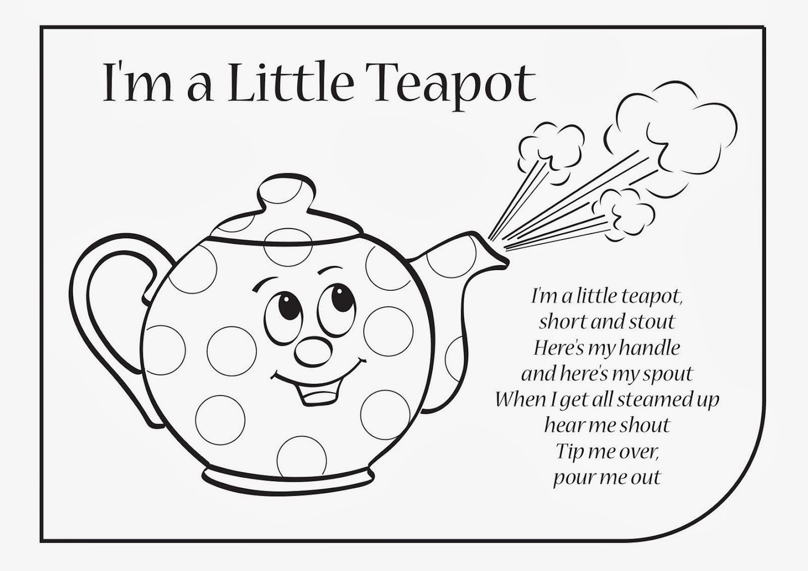 Tea pot coloring sheets