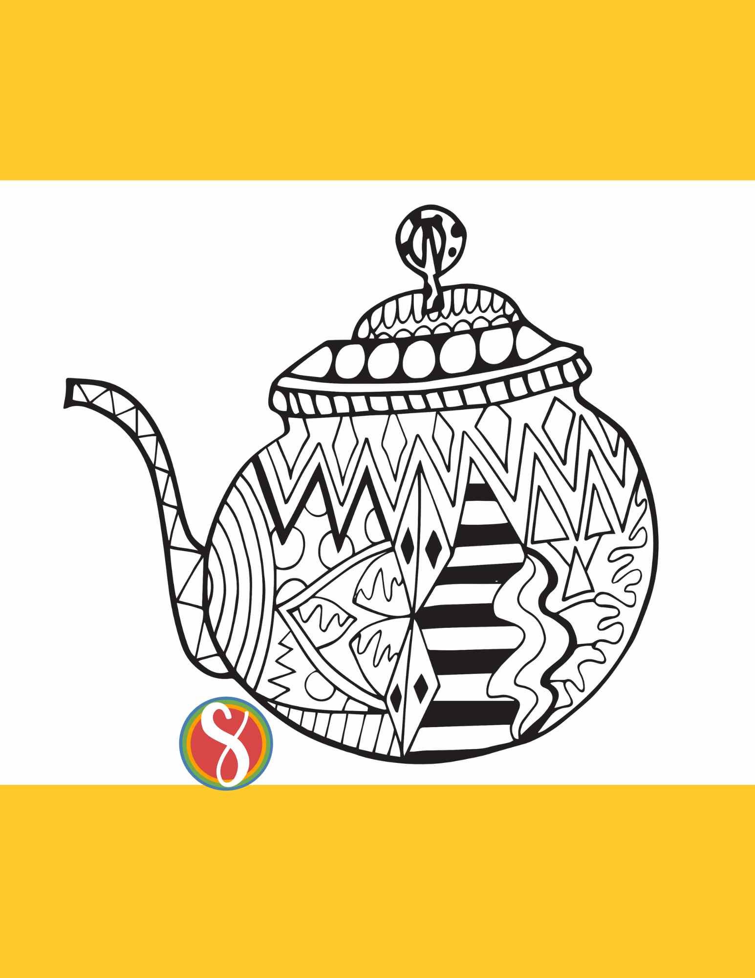 Free tea coloring pages â stevie doodles