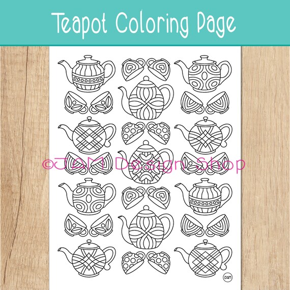 Coloring pages coloring sheet tea lovers teapot pattern