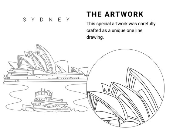 Arte da parete stampabile del teatro dellopera di sydney stampa artistica digitale di sydney australia con disegno a una linea del teatro dellopera e download istantaneo