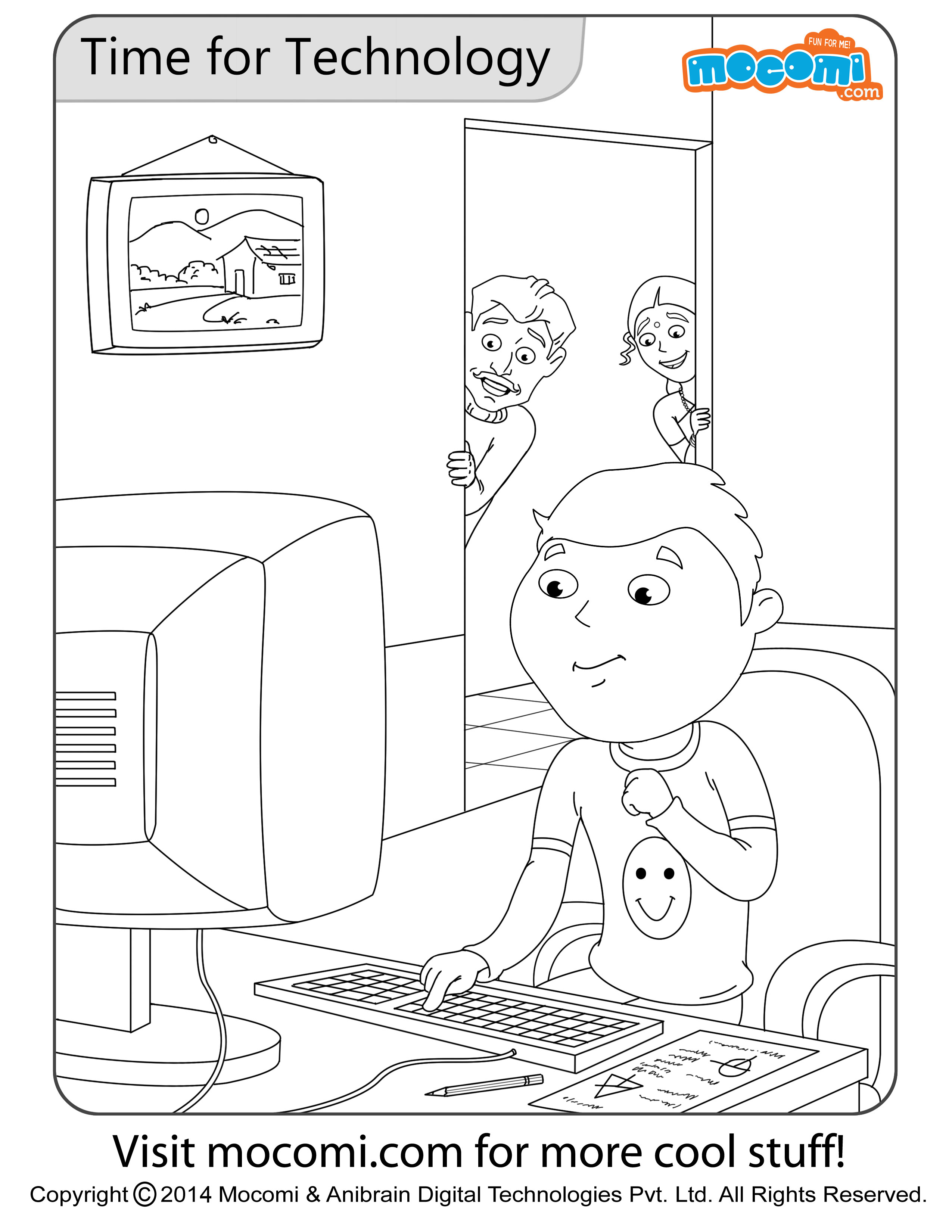 Time for technology colouring page