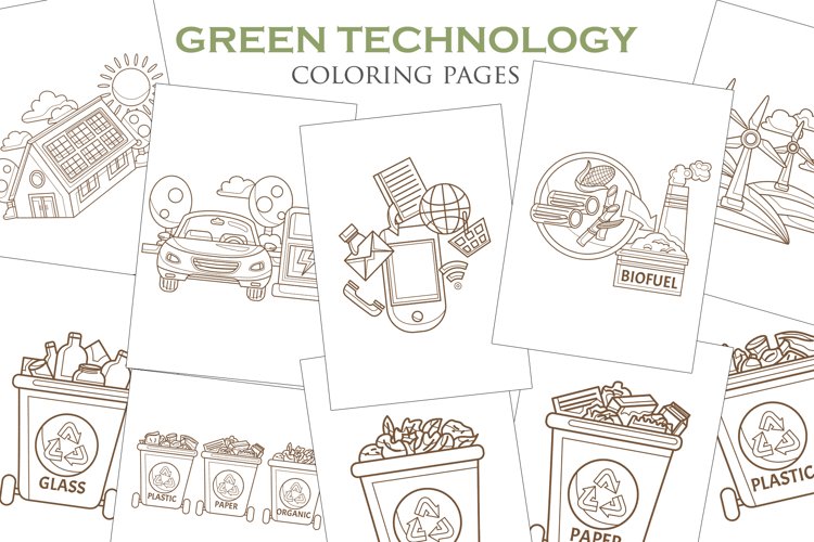 Go green technology eco friendly energy coloringset activity