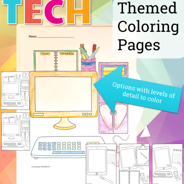 Technology themed coloring pages