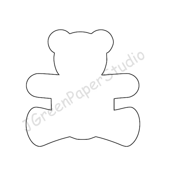 Printable teddy bear template pdf digital download teddy kids coloring page crafts stencil inch teddy bear printable