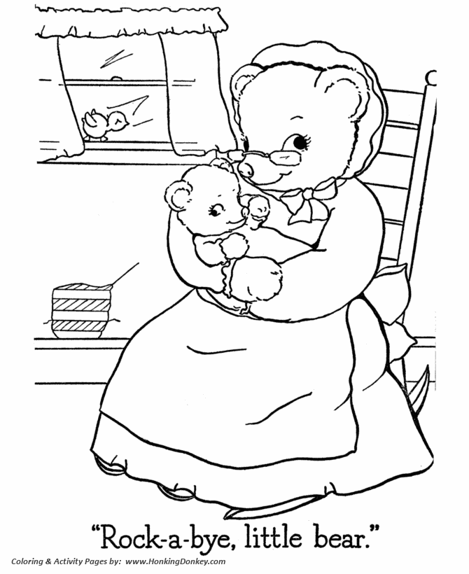 Teddy bear coloring pages momma and baby bear coloring page