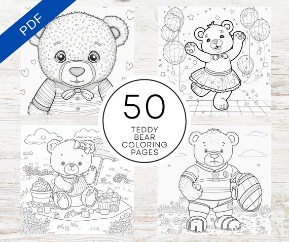 Kdp interior teddy bear coloring pages for kids x printable pdf canva template kdp kids activity book