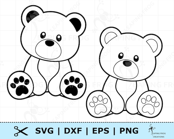 Teddy bear svg png dxf pdf cricut cut files silhouette cute bear coloring page svg bear outline svg teddybear svg bear clipart