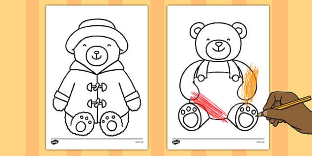 Teddy colouring outline