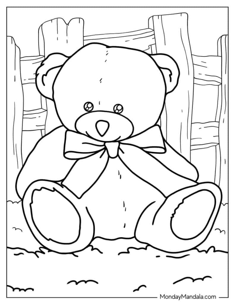 Teddy bear coloring pages free pdf printables