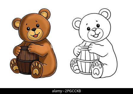 Cute teddy bear to color in template for a coloring book with funny animals coloring page for kids stock photo