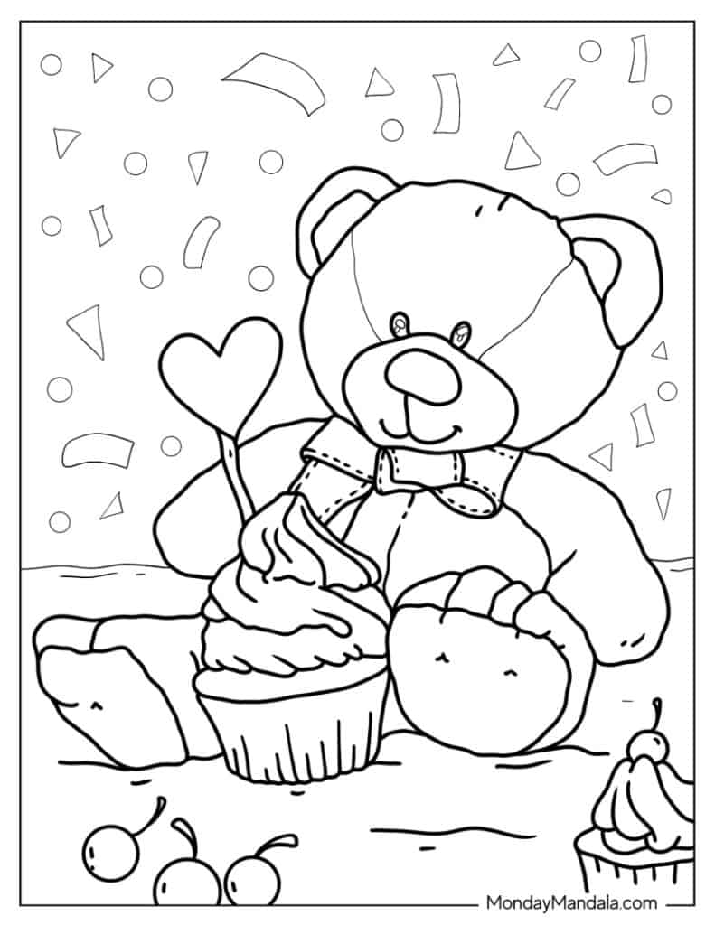 Teddy bear coloring pages free pdf printables