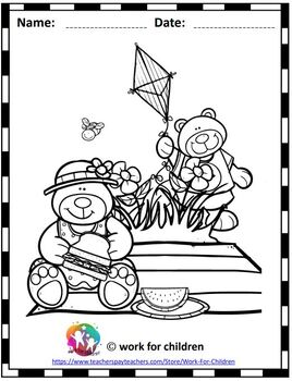 Teddy bear coloring pages by work for children tpt