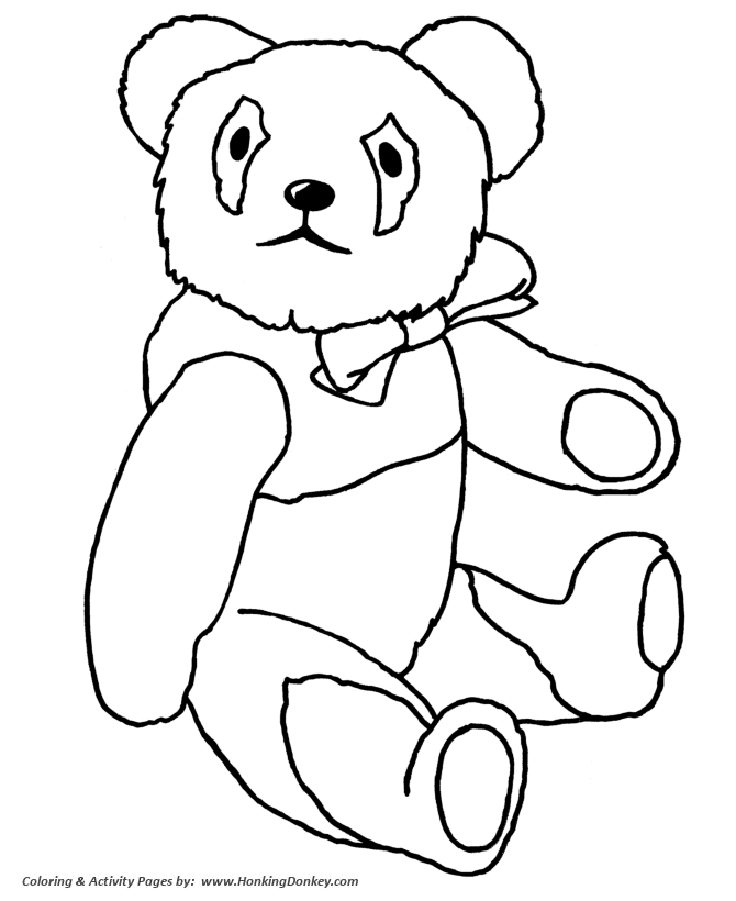 Toy animal coloring pages teddy bear panda coloring page and kids activity sheet