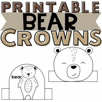 Teddy bear craft crown kindergarten preschool craft coloring page