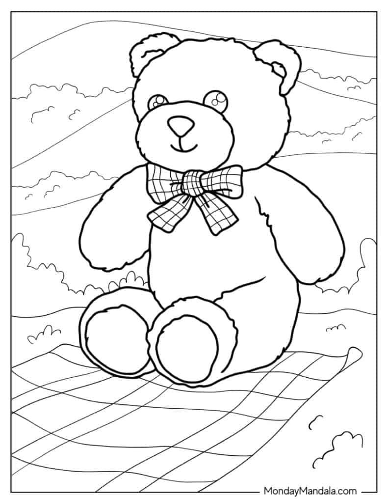 Teddy bear coloring pages free pdf printables