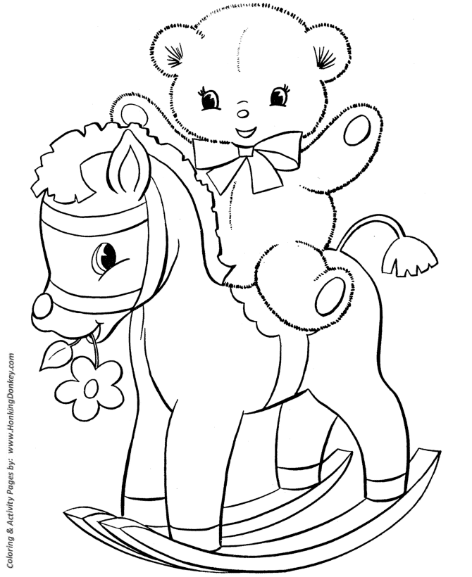 Teddy bear coloring pages teddy bear on a rocking horse coloring activity page for pre