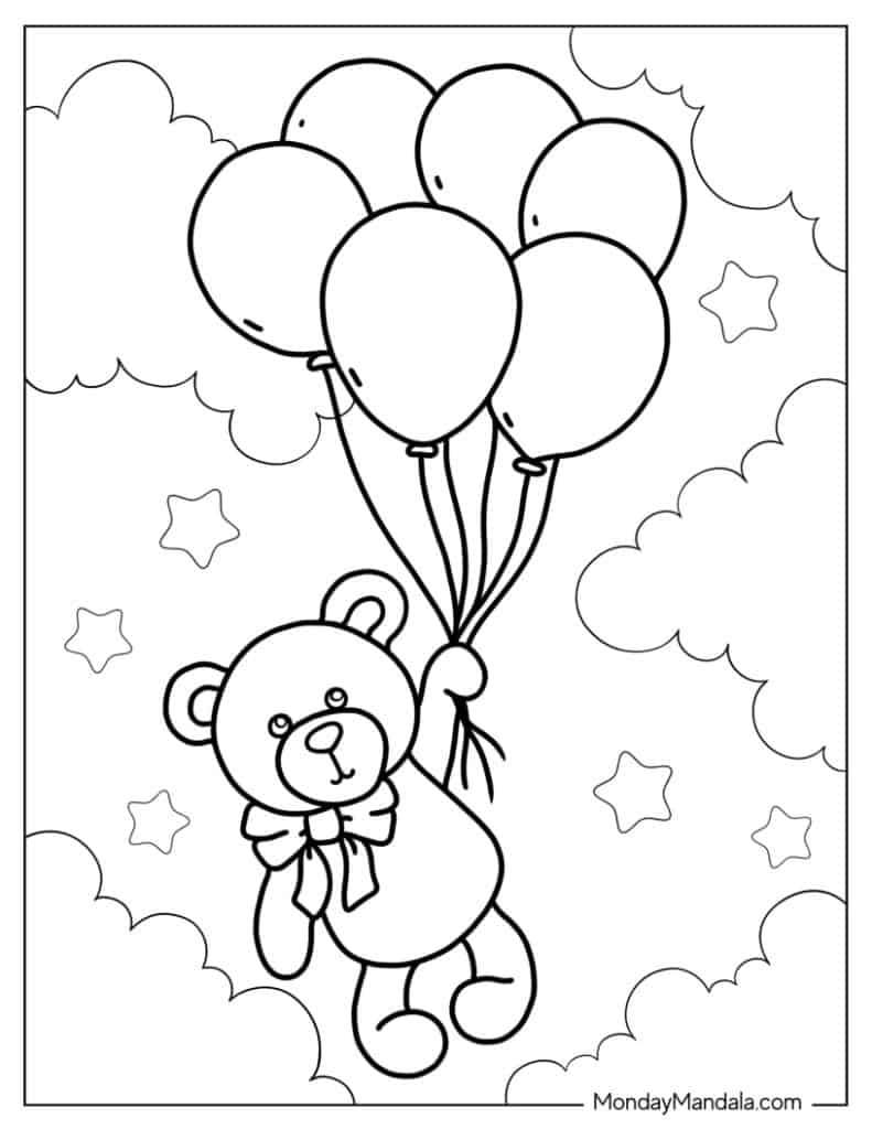 Teddy bear coloring pages free pdf printables