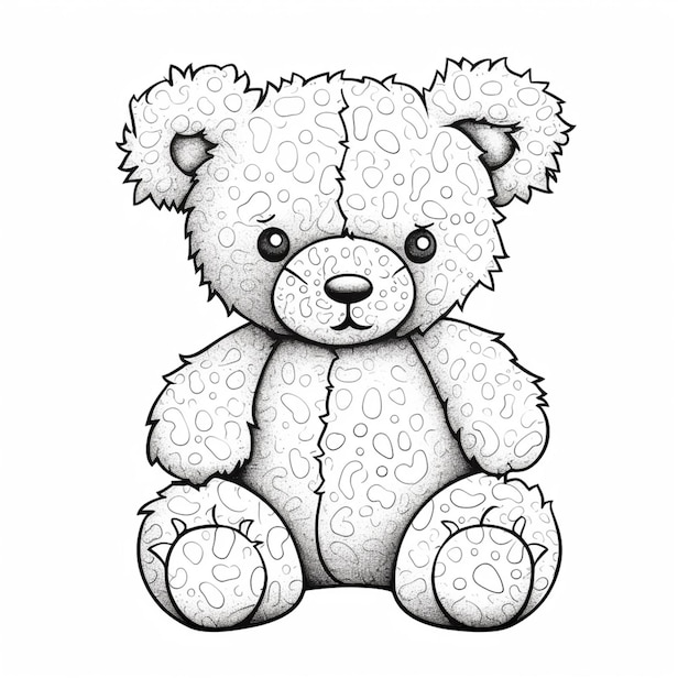 Premium ai image coloring pages for kids to print teddy bear coloring pages generative ai