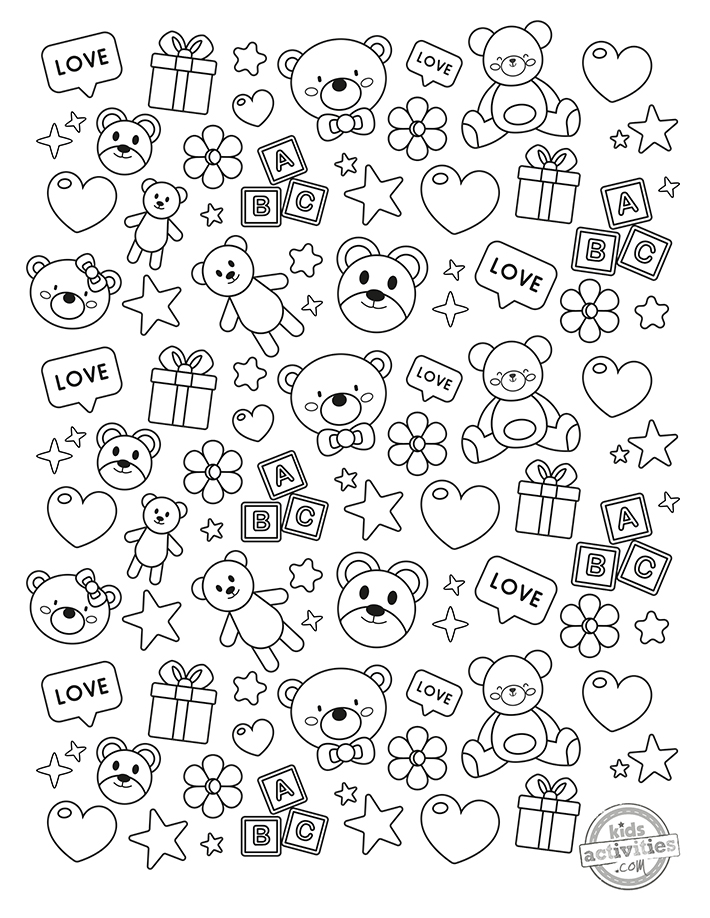 Teddy bear doodle coloring pages kids activities blog