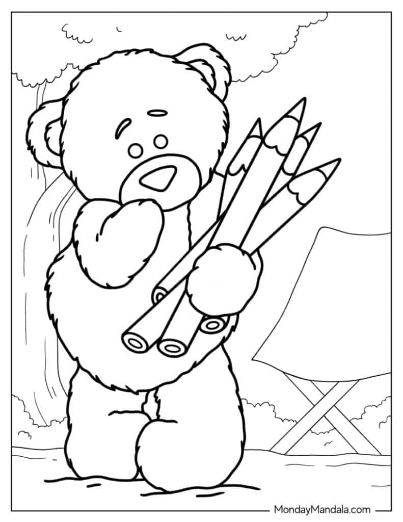 Teddy bear coloring pages free pdf printables